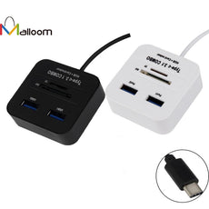 USB 3.1 Type C Multiple 2 Port Hub&TF SD Card Reader For PC For Mac Type-C Cable For Nokia For OTG Phone High Quality Gift #201