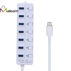USB 3.1 Type-C Interface USB 3.0 7 Port Hub Adapter 10Gps Hot Swap Easy To Use And Carry LED indicator With Switch