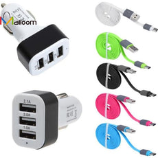 Quick Charge Type C USB 3 Ports Car Charger For Samsung Galaxy Note 7 Type C Cable USB Charger 5.0V 2.1A High Quality Gift #201