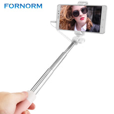 FORNORM Mini Wired Extendable Handheld Selfie Stick Monopod With Mirror For Iphone 6 6s Smart Phone