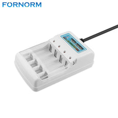 FORNORM Universal AAA AA Battery Charger AC 220V EU Plug 4 Ports NiMH Batteries Charger for RC Camera Toys Electronics etc