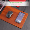 Powstro Leather 3 in 1 Multifunction Mouse Pad Qi Wireless Charger Pad Charging For All Qi-enabled Devices With USB Cable