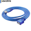1M/3M USB 2.0 Extension Print Cable Transparent Blue Wholesale Extended USB Cable for Cameras and USB Computer Peripherals