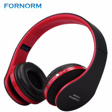 FORNORM Wireless Bluetooth3.0 Over Ear Headset Foldable Headphone Stereo Earphone USB Rechargeable Microphone Audio for Phone PC