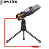 POWSTRO Portable 3.5mm Jack Stereo Wired Microphone with Mic Stand Holder Plug and play Recording for Computer or Conference