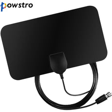 Powstro HDTV 1080P Digital  TV Antenna 25 Miles Range Indoor Flat TV Antenna no amplifier with Coaxial Euro Adapter