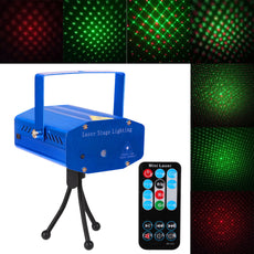 Mini DJ Club Disco Projector Stage Laser Light Auto strobe, Sound/Voice-Activated Green Red Voice Control Function with Remote