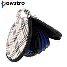 Powstro Plaid Pattern 20 Disc DVD VCD DJ CD Bag Case Woven Fabric CD Disk Box Holder Storage Wallet for Car Home