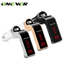 Onever Wireless Car MP3 Audio Player Bluetooth FM Transmitter HandsFree LCD Screen USB Charger for iPhone TF Card/USB Disk