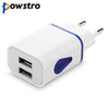 Powstro LED Light Micro USB Charger EU Plug 2.1A 2 Ports Fast Charging Wall Power Adapter For iPhone 8 7s Smasung Accessories