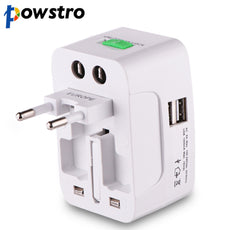 Powstro Smartphone Charger 2 USB Port sellphone adapter 4 in 1  Universal World Travel AC Power Plug Convertor Adapter Socket