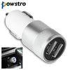 Powstro Aluminum 2 USB Ports Car Charger 2.1A 1.0A Micro Dual USB Car Charger For iPhone 5 6 plus For ipad 4 5 For Samsung S4 S5