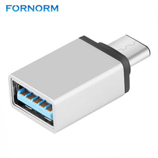 FORNORM high Speed USB 3.0 Type C Female to USB 3.0 Male Port Adapter USB-C to USB3.0 Type-A Connector Converter / silver Color