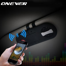 Onever Wireless Car Bluetooth Speakerphone Hands-free Car Kit Music Player Clip On Sun Visor Portable Car Audio with Car Charger
