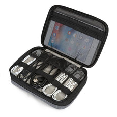 3-layer Travel Electronics Cable Organizer Bag for 9.7" iPad