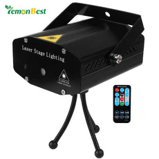 Mini DJ Club Disco Projector Stage Laser Light Green Red Voice Control Function with Remote For Disco,Ballrooms, KTV Rooms, Bars
