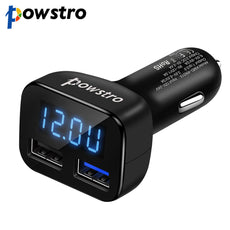 Powstro QC3.0 Dual USB Car Charger Quick Charger 2.4A Samrt Fast Charging with Voltage For Samsung Mobile Phone Charger Adapter