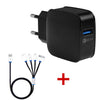 Powstro QC3.0 fast charger+4 in 1 Multi USB Charging Cable Charger Cord for iPhone 6S 6 Samsung Note 3 Android Phone Power Bank