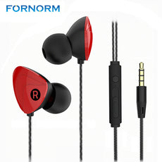 FORNORM Stereo Earphone 3.55mm In-ear Reduce noise Hands Free Sport Subwoofer Earbuds With HD Mic for Smartphone PC Tab