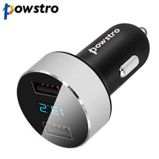 Powstro car Charger 12V-24V 3.1A Car Charger Dual USB Smart Car-Charger Adapter With Voltage Digital LED Display