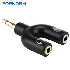FORNORM 3.5mm Audio Speakon Earphone Adapter Male To 2 Female Audio Cables Headphone Adapter Headphone Splitter