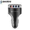 Powstro QC3.0 Quick Charger USB 4 Port 5V 2.4A Adaptive Smart Fast Car Charger Smartphone Adapter for Galaxy S8 for iPhone 8