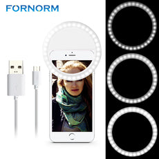 FORNORM Universal Selfie 36-LED Flash Fill Light Clip Camera For iPhone 7 6 plus 6s 5s Samsung Sony LG HTC With Rechargeable USB