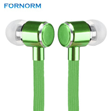 FORNORM Shoelaces Earphones In-Ear Stereo Bass Headset with Microphone for iphone 7 6S Samsung Xiaomi