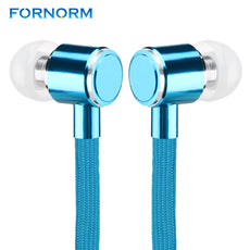 FORNORM Shoelaces Earphone Stereo Metal Bass Earbuds Music Earpieces with Microphone for iPhone Xiaomi Samsung Sport Headset