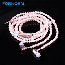 FORNORM Pearl Necklace Earphone Stereo Earpiece Magnetic Design 3D surround sound In-ear Hands Free Earbuds With HD Mic