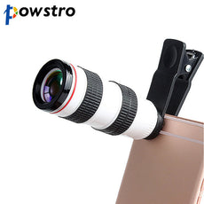 POWSTRO Adjustable 8X Zoom Telescope Phone Camera Lens with 20mm Objective Diameter 50 Field View at 1000m for Cellphones