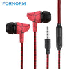 FORNORM Braided Crack Earphone Cloth Rope Earpieces With Micrphone Stereo Bass MP3 Music Headset For Smartphone MP3 MP4 Player