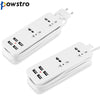 Powstro Portable EU Plug Extension Socket Outlet Travel Power Strip Surge Protector with 4 USB Smart Charger for Smarphone