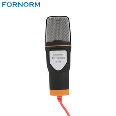 FORNORM 3.5mm Stereo Condenser Tripod Clip Microphone  for Video Recording for Skype MSN Chatting Singing Karaoke PC Laptop