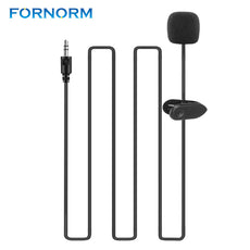 FORNORM Portable Microphone 3.5mm Jack Clip-on Lavalier mini Wired Condenser Microphones for Smartphones Laptop Earphone