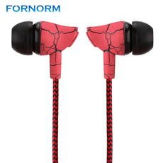 FORNORM 3.5mm Nylon Braided Crack Earphone Cloth Rope Earbuds Stereo Bass MP3 Music Wired Earpieces with Micropho