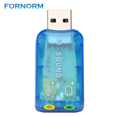 Fornorm USB Audio Adapter with 2 Auxiliary Jacks Supports Windows 2.0 External Sound Card 3D 5.1