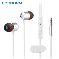 FORNORM S1 Metal Earphones with Mic Remote HiFi Stereo Bass Head Phone Metal Noise Canceling 3.5mm Aux Earbuds for iphone Xiaomi