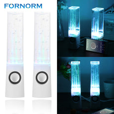 FORNORM 2PCS LED Fountain Speakers Dancing Water Stereo Music Speakers With 4 Colored LED Light For PC Phone MP3