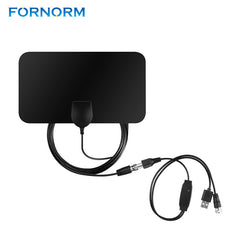 FORNORM Amplified HDTV Antenna 50 Miles Range Digital Indoor Flat TV Antenna Signal Amplifier Booster 10ft Long Range Cable