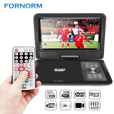 FORNORM 9" 720P LCD HD DVD Player 270 Degree Swivel Screen Portable TV Game Radio supported Player with EU/US/UK Plug optional