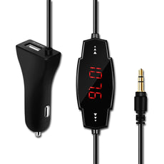 MP3 Player FM Transmitter Car Charger 2.4A Output 3.5mm Audio Cable LED Display FM Frequency DC12-24V