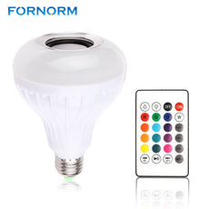 FORNORM Wireless E27 Bluetooth Speaker With 7W RGB Bulb LED Lamp Remote Control Smart LED Light Music Player Audio