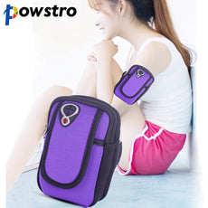 Powstro Sports Armband Bag Phone Money Card Bags Holder 2 Pockets Earphone Hole for 7 to 11 inches Smartphone MP3 MP4 Keys