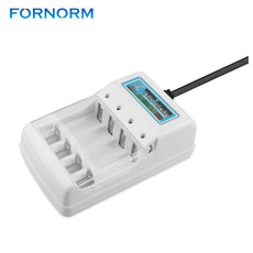 FORNORM Universal AAA AA Battery Charger AC 220V EU Plug 4 Ports NiMH Batteries smart Charger for RC Camera Toys Electronics