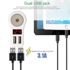 Onever Car USB Electronic Cigarette Lighter 120W Power 12-24V 5V 2.1A Dual USB Car Charger for Phone Voltage with LED Display