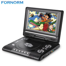 FORNORM K Portable 7.8'' DVD Player with 7 Inch TFT Display Screen 270 Rotating Game Analog TV USB SD Card Slots MP3 CD VCD Play