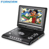 FORNORM K Portable 7.8'' DVD Player with 7 Inch TFT Display Screen 270 Rotating Game Analog TV USB SD Card Slots MP3 CD VCD Play