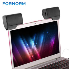 FORNORM Portable Speaker Mini Clip-On USB Powered Bass Stereo 3.55mm Jack Multimedia Soundbar for Laptop XP Vista Win 7 10 OSX
