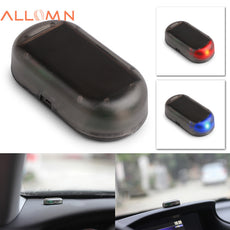 ALLOMN Car Fake Alarm LED Solar Light Security System Warning Anti-Theft Flash Blinking Lamp Simulate Imitation Red Blue 12V
